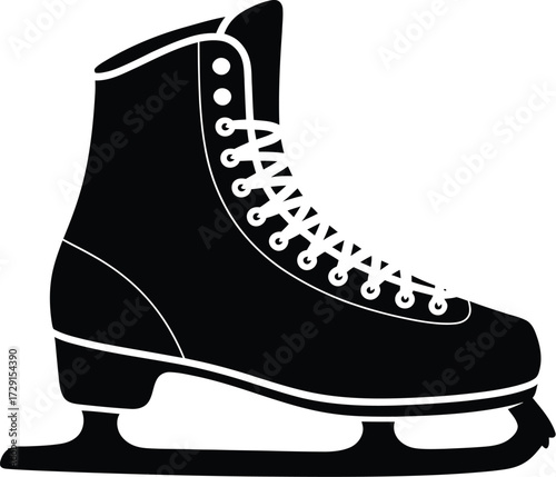 Black ice skate silhouette white laces