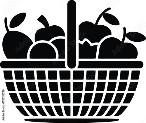 Fruit basket silhouette apples pears
