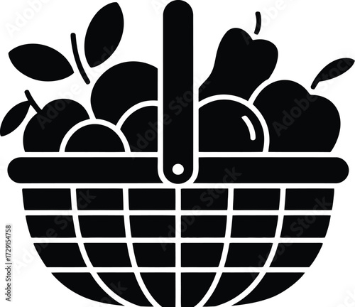 Fruit basket silhouette apples pears