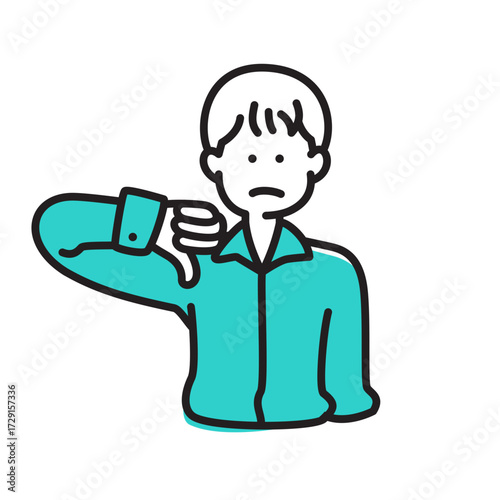 Young man showing thumbs down