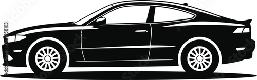 Black coupe automobile silhouette vehicle