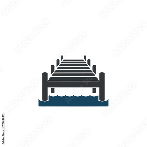 Simple pier icon over water vector illustration.