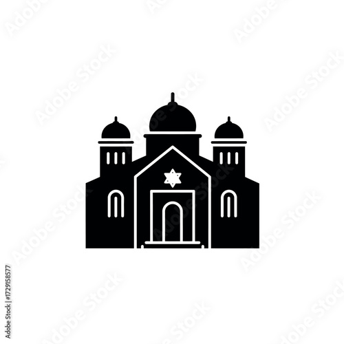 Synagogue building black glyph icon for Judaism religion.
