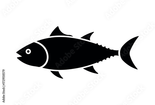 Bluefin Tuna Fish Silhouette - Iconic Ocean Predator for Seafood, Fishing, and Aquatic Design