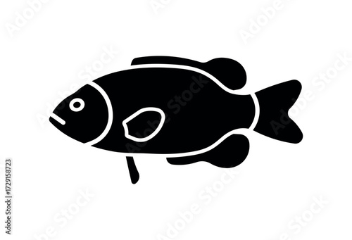 Rock Bass Silhouette - Freshwater Fish Icon for Fishing, Wildlife, and Aquatic Design