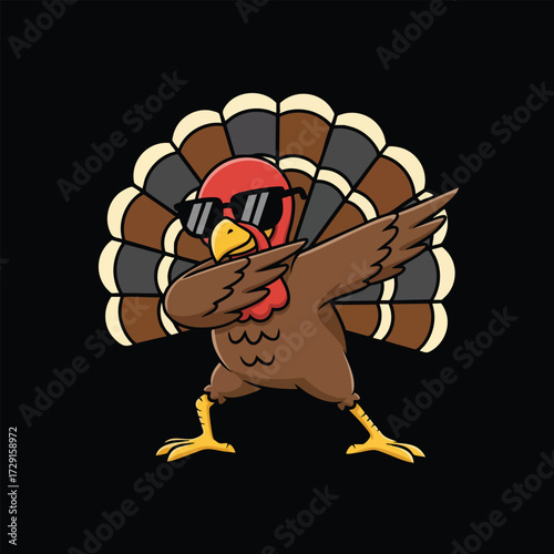 Thanksgiving dubbing turkey illustration style black background