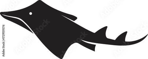 Ray or skate fish silhouette black and white, Ocean stingray silhouette vector