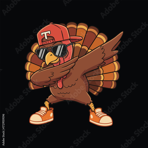 Thanksgiving dubbing turkey illustration style black background