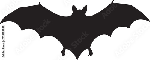 Dramatic bat silhouette soaring across white background ready for Halloween designs