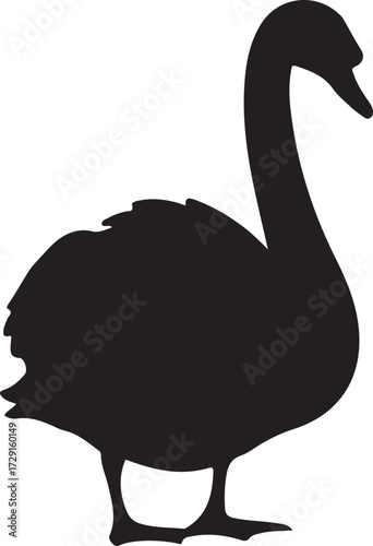 Elegant black swan silhouette with graceful curved neck design art