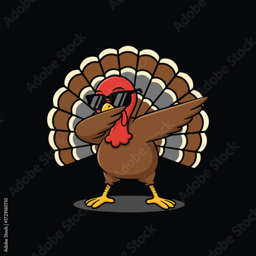 Thanksgiving dubbing turkey illustration style black background