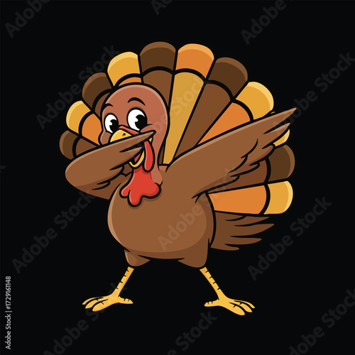 Thanksgiving dubbing turkey illustration style black background