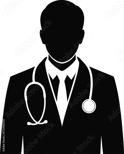 Doctor silhouette with stethoscope medical healthcare