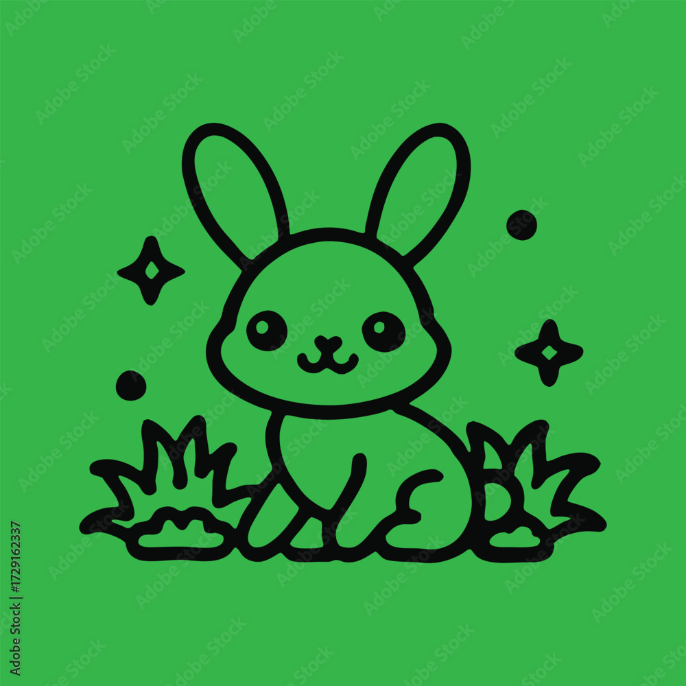 Obraz premium Easter bunny with green grass AI Generated