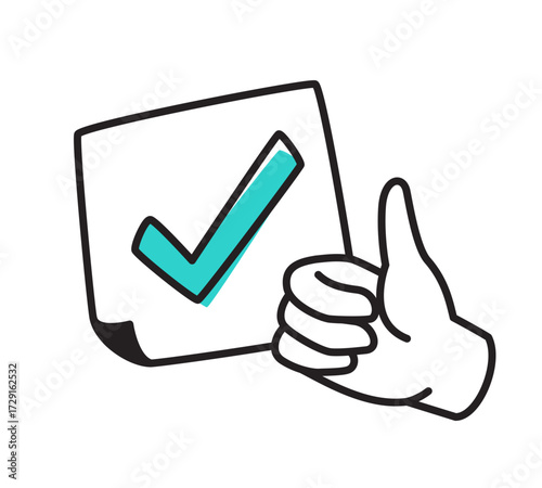 Task done with checkmark and thumbs up