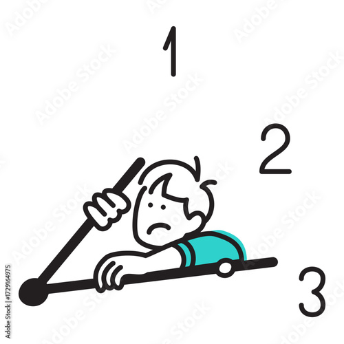 Lack of time, a man caught in the hands of a clock