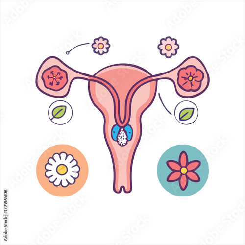 Minimal outline illustration of the female reproductive system