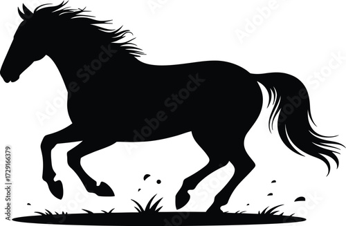 Galloping horse silhouette black running