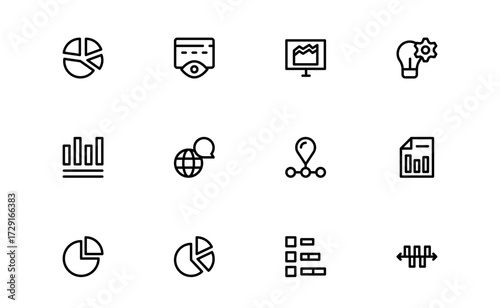 Minimalistic Analytical Reasoning Icons Collection. Sleek, clean icons of thinking, problem-solving, and logic perfect for business and educational projects.