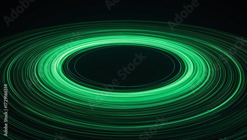 Green Light Trails in Oval Formation