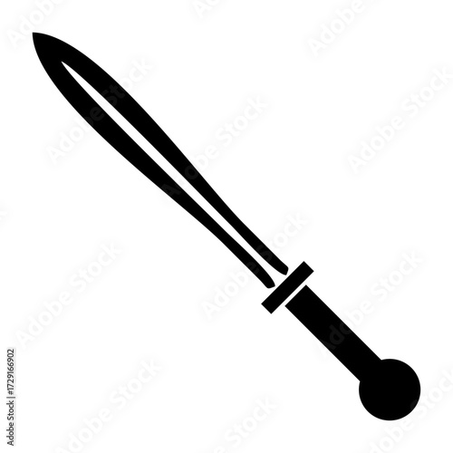 Sword Vector Illustration, Medieval Weapon Silhouette. Fantasy Sword Vector, Heroic Blade Icon Design