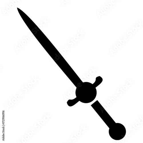 Sword Vector Illustration, Medieval Weapon Silhouette. Fantasy Sword Vector, Heroic Blade Icon Design