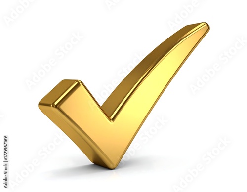 Gold check mark on white background