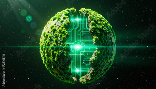 Sphere with Vegetation and Circuitry