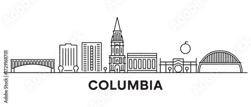 Columbia Line Art skyline banner. Columbia, MO. with white background