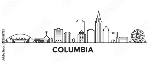 Columbia Line Art skyline banner. Columbia, MO. with white background