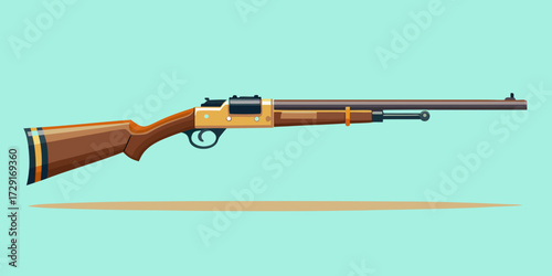 Vintage rifle illustration featuring a wooden stock and metallic barrel, showcasing intricate details and craftsmanship, ideal for design projects and historical references