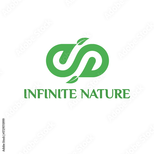 Vector logo design template. Infinitr nature abstract icon. Green infinity.
