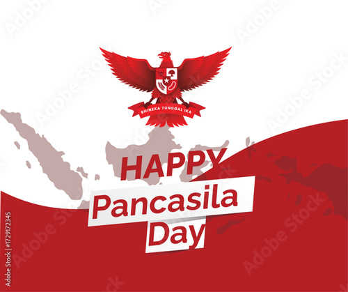 Happy Pancasila Day Banner With red and with combination