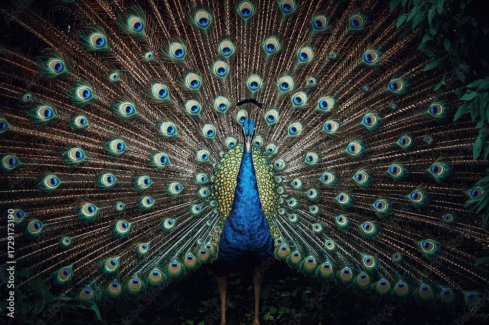 Obraz premium A colorful bird displaying its vibrant plumage amidst natural surroundings