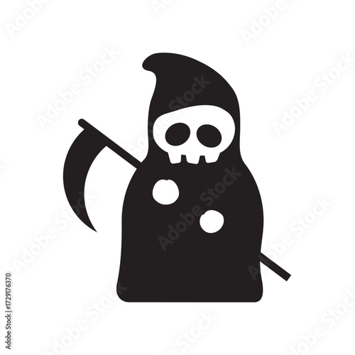 Stylized grim reaper character with scythe a spooky and iconic symbol of death and the afterlife