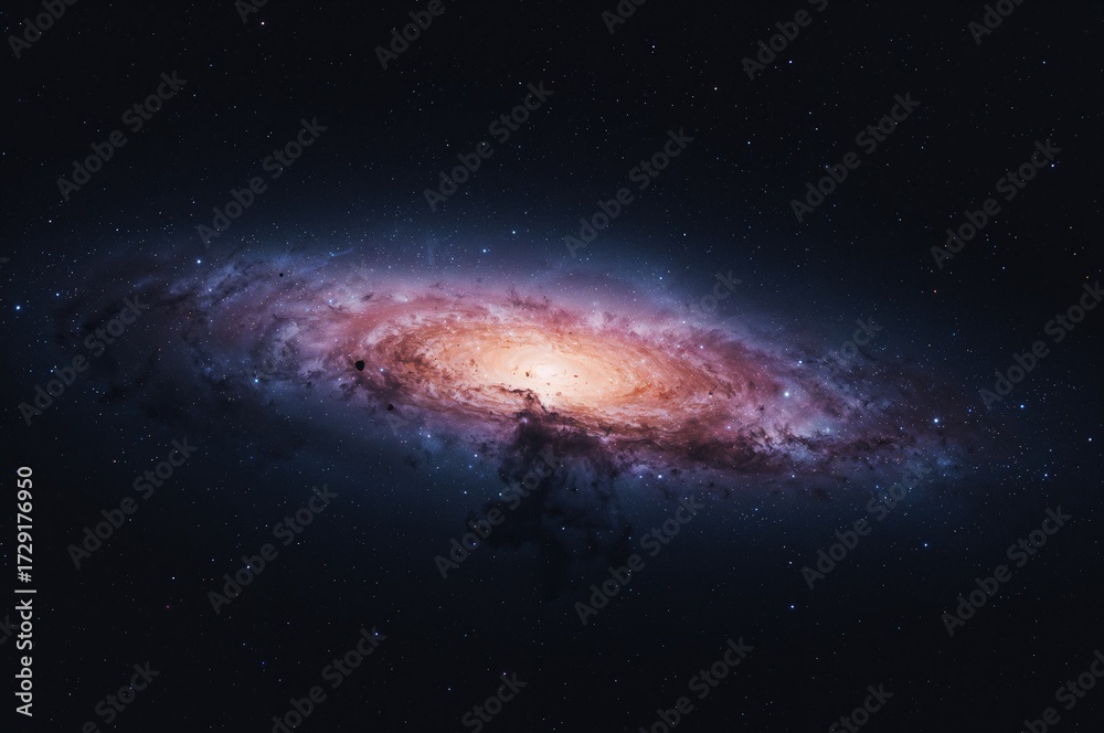 Fototapeta premium A deep space scene revealed through long exposure photography, highlighting distant celestial bodies.