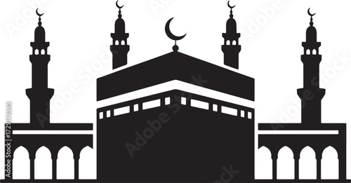 Silhouette of Islamic Kaaba Structure on Transparent Background
