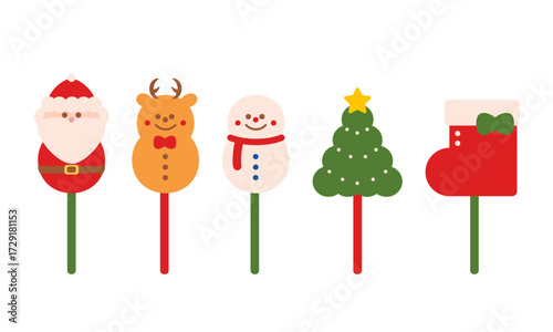 クリスマスのキャンディーポップのイラストセット