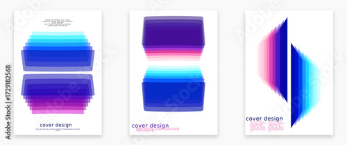 Modern abstract gradient covers with dynamic flowing lines and geometric shapes on a clean white background, ideal for digital art and design projects