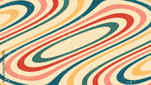 Retro wavy pattern with muted colors and texture. Suitable for designs, backgrounds, posters, websites, and vintagethemed projects.