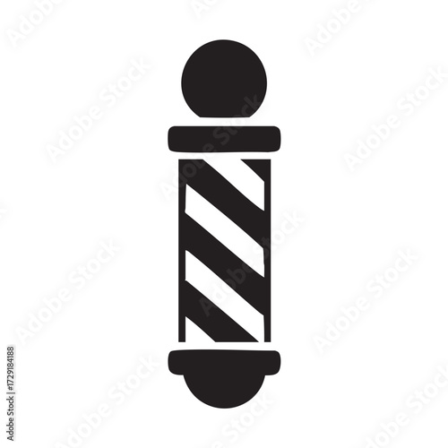 Classic barber pole symbol with red and white stripes representing traditional barbershop and grooming services