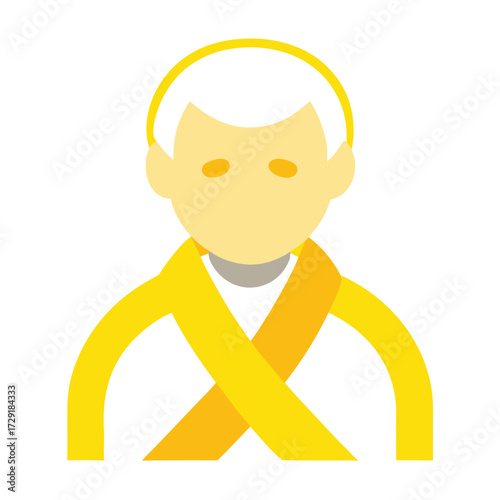 Elderly with Yellow Ribbon Awareness Vector. Suicide Prevention, Cancer Support, Healthcare Design.eps