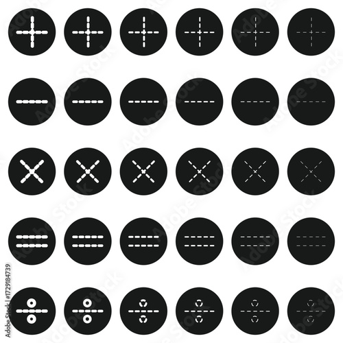 Plus, minus, multiply, divide and equal sign icon design set. Addition, subtraction, multiplication, division, equal sign, icon symbol. Mathematical symbol icon 