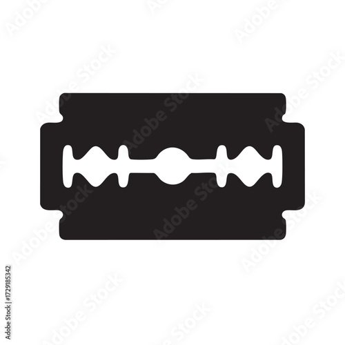 Sharp gleaming double edged razor blade icon symbolizing precision danger and a clean cut against a white background