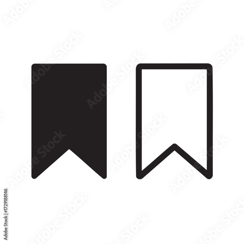 Two bookmark icons one solid black and one outlined in white representing saving or favoriting content