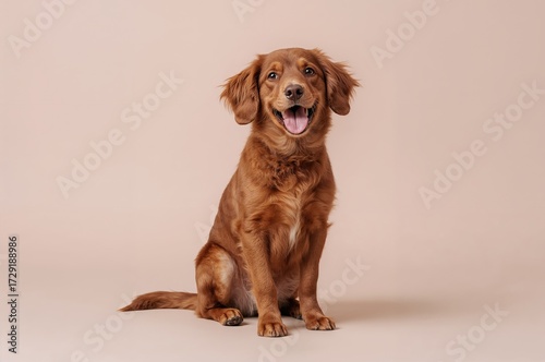 A joyful canine resting by itself