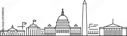 Washington DC Skyline Monument Vector Minimalist Illustration Design