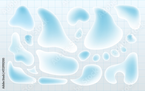 Abstract milk drops seamless pattern on grid background