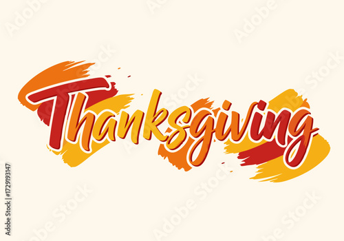 Expressive Thanksgiving Lettering Typography Design with Hand-Drawn Brushstroke Style