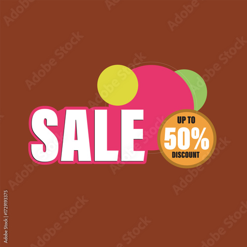 Sale banner template design, big sale special offer up to 50 discount isolated on brown background vector illustration for promotion and advertising